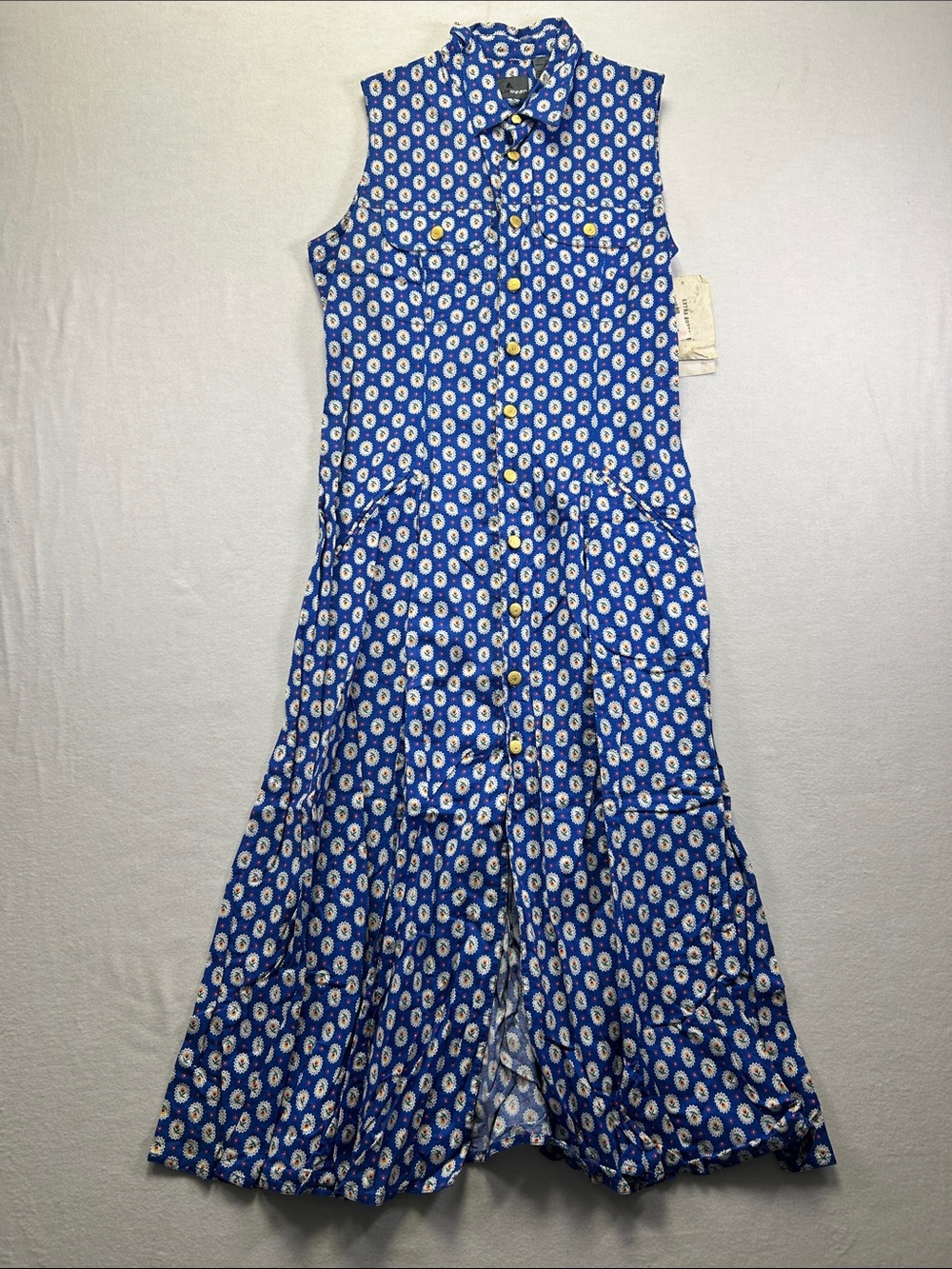 Lizwear Royal Blue Floral Button-Up Shirt Dress